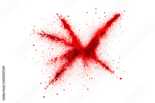 Vibrant Red Powder Burst Frozen Mid Air Isolated on Transparent Background