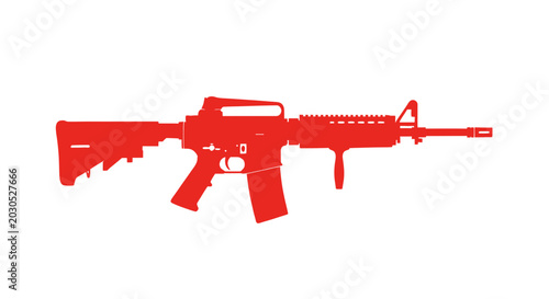 Photos Red Silhouette Assault Rifle on White Background