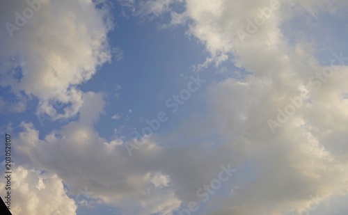 sky background, yellow clouds in the afternoon, beautiful cumulus clouds