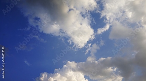 blue sky, Bright afternoon sky and beautiful white clouds, suitable for background