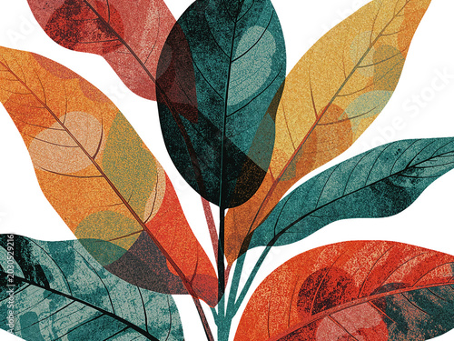 Vibrant Abstract Leaf Design with Multicolored Gradients and Intricate Veins Isolated on Transparent Background