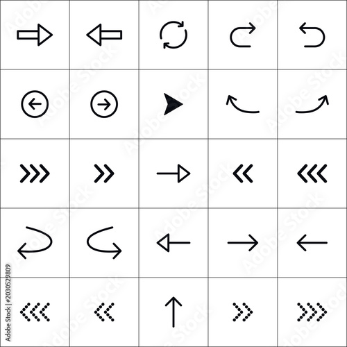 Minimal Black Arrow Icon Set Vector Collection