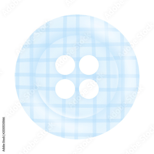 Light Blue Plaid Button with Four Holes Illustration