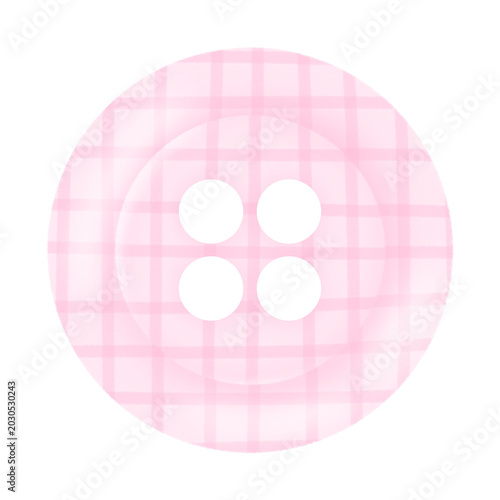 Pink Plaid Button with Four Holes Illustration