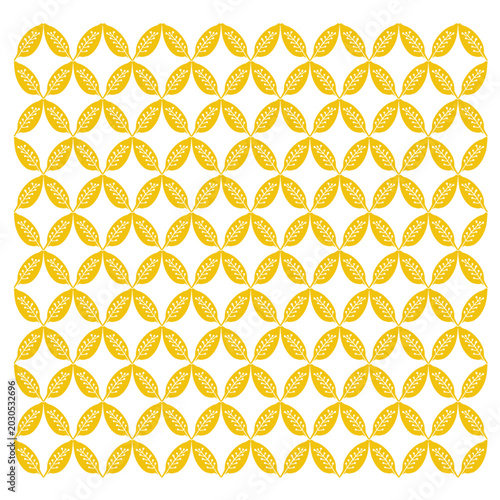 Fotografie seamless pattern with honeycomb, Mustard yellow leaf seamless pattern, symmetric