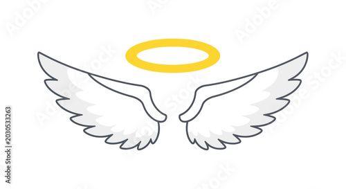 Φωτογραφία Angel Wings and Halo Icon - Symbol of Heaven, Purity, and Goodness