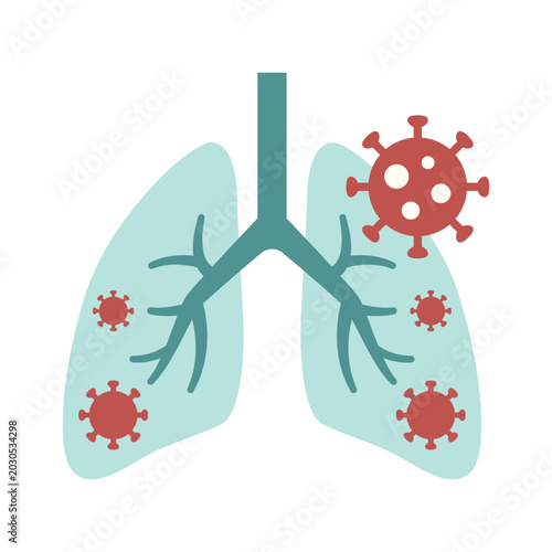 Foto Human Lungs with Coronavirus Particles Showing Respiratory Infection Concept