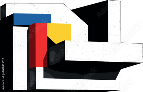 Tablou pe pânză Abstract Brutalist Architectural Geometric Composition Vector with Primary Color