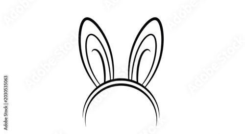Schilderij op canvas Cute Bunny Ears Headband, Easter Holiday Accessory, Simple Line Art