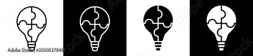 Tableau sur toile Solution Icon Black And White Vector Illustration.