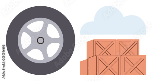 Tableau sur toile Logistics, transportation, automotive industry, cargo shipping, supply chain, warehousing