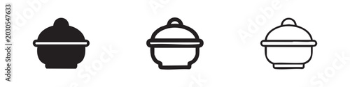 Schilderij op canvas Cooking Pot with Lid Icon Set for Kitchenware and Culinary