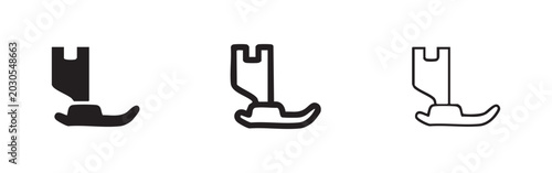 Fotografia Sewing Machine Presser Foot Icon Set for Tailoring and Crafting