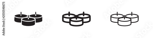 Tableau sur toile Tealight Candles Icon Set for Spa, Wellness and Relaxation Visuals