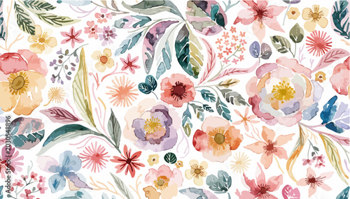 Canvas Print Elegant wildflower watercolor print with airy botanical details
