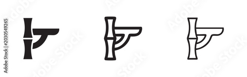 Bild auf Leinwand Toilet icon set showing WC commode in solid, outline, and hand-drawn styles