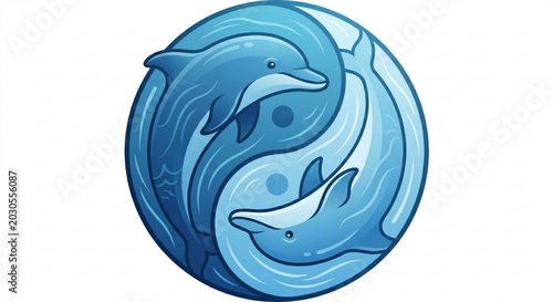 Cute Dolphin Yin Yang Symbol Ocean Vector Art