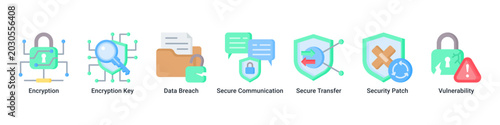 Tableau sur toile Data Protection web banner icon vector illustration with icons of Encryption, En