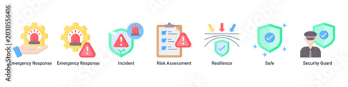 Foto Emergency Shield web banner icon vector illustration with icons of Emergency Res
