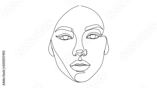 Quadro su tela A 2D CAD Vector illustration of a woman's face in a simple line drawing style