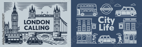 Fotografía London Calling and City Life Illustration Set