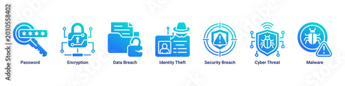 Quadro su tela Privacy Defense web banner icon vector illustration with icons of Password, Encr