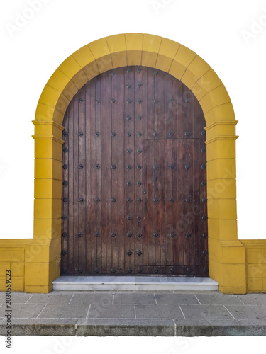old wooden door in a stone wall
