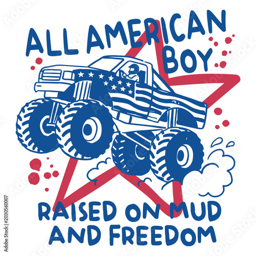 All American Boy - American 4th of July Illustration