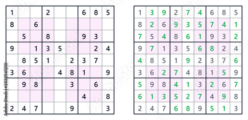 Sudoku solution page showing hyper level easy puzzle and answer. For a book of Japanese Sudoku puzzles  