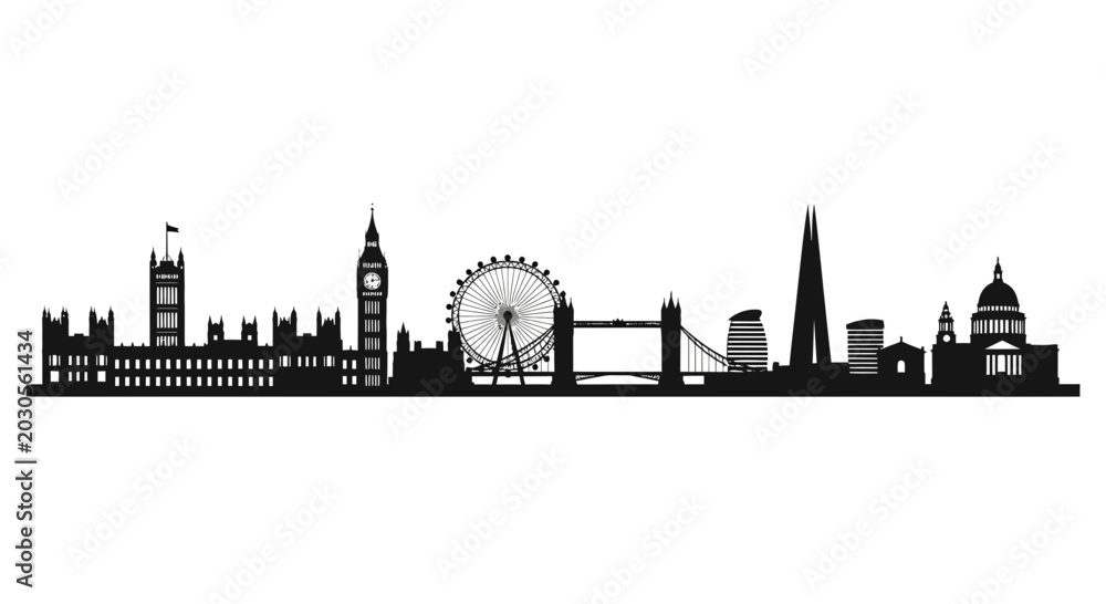 Fototapeta premium London Skyline Silhouette: Iconic Landmarks