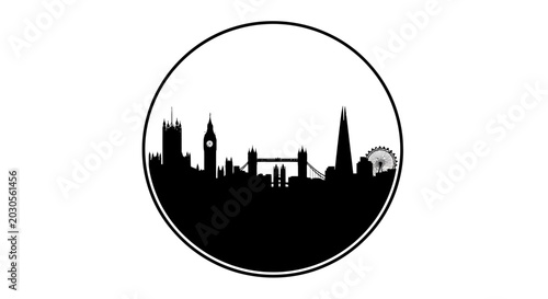 Canvastavla London Skyline Silhouette in Circle