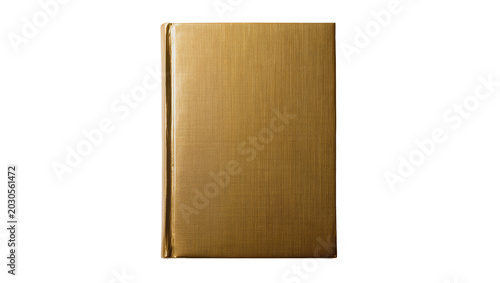 Tableau sur toile Closed golden hardcover book with textured cover, isolated on transparent backgr