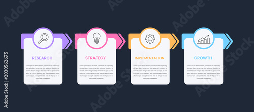 Modern 4 Step Timeline Roadmap Infographic Design for Project Management Workflow and Business Planning Presentation