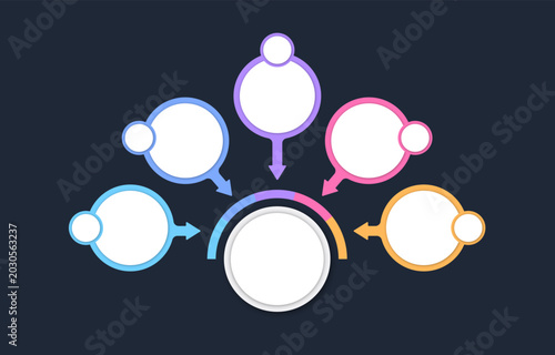 Modern Circle 5 Step Timeline Roadmap Infographic Design for Project Management Workflow and Business Planning Presentation