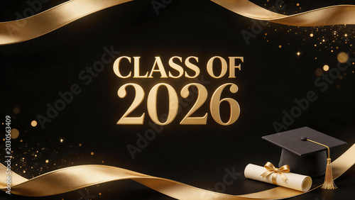 Class of 2026 Black Gold Graduation Announcement Banner