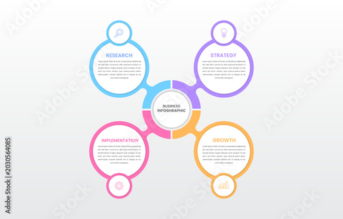 4 Step Timeline Roadmap Infographic Template for Business Process Flowchart Workflow Diagram Presentation