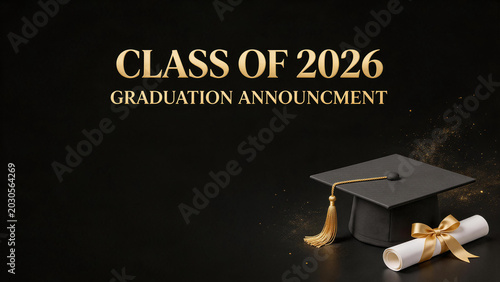 Class of 2026 Graduation Announcement with Cap and Diploma