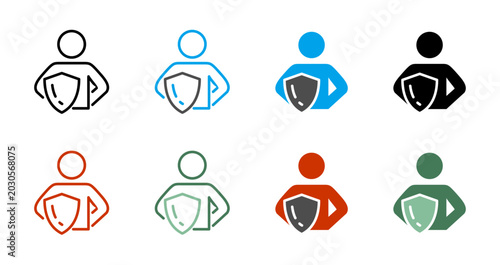 Schilderij op canvas Self Protection and Resilience Concept with Shield Icon Vector Illustration