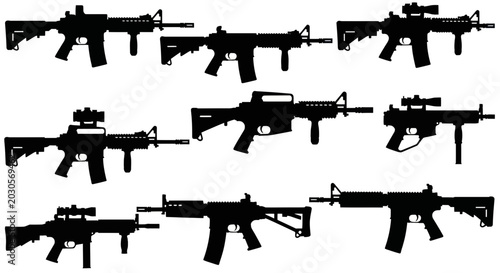 Cuadro en lienzo Assault Rifle Silhouettes Collection: Modern Military Firearms
