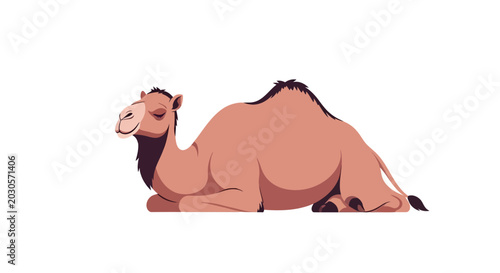Obraz na płótnie Cartoon Camel Lying Down Relaxed Isolated White Background