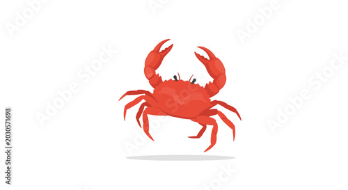 Quadro em tela Red Crab Scuttling Isolated on White Background, Seafood Concept