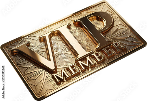 Three Dimensional Golden Luxury Membership Plate Isolated