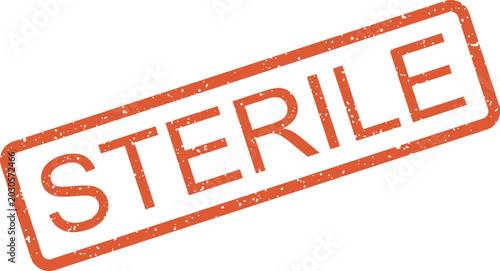 Photography A red grunge rubber stamp impression clearly showing the word STERILE for cleanl