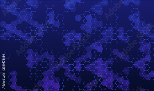 Abstract hexagon pattern finance event with tech blue grid and science background. Medical dna backdrop with molecule health connect and texture cell for banner. Data structure pattern.