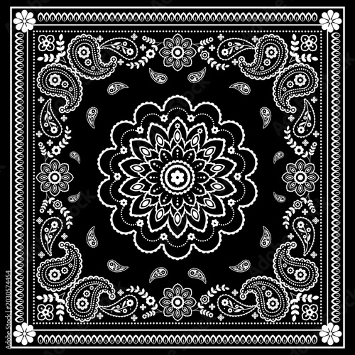 Midnight Paisley Bandana Classic Black Bandana.