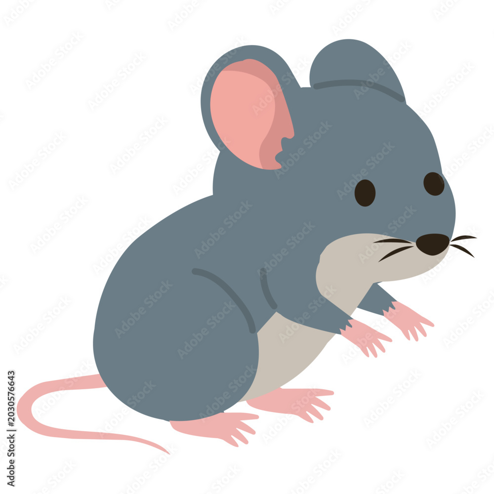 Fototapeta premium Cute Gray Mouse Illustration