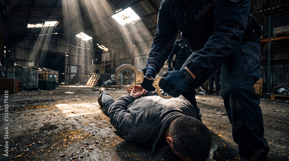Fototapeta premium Law Enforcement Officer Arresting Suspect