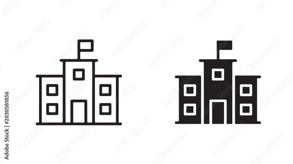 Naklejka premium Minimalist Government Building Icons For Official Institutions and Public Sector Concepts