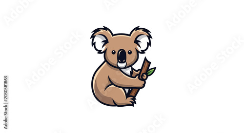 Billede på lærred Cute cartoon koala bear sitting peacefully.