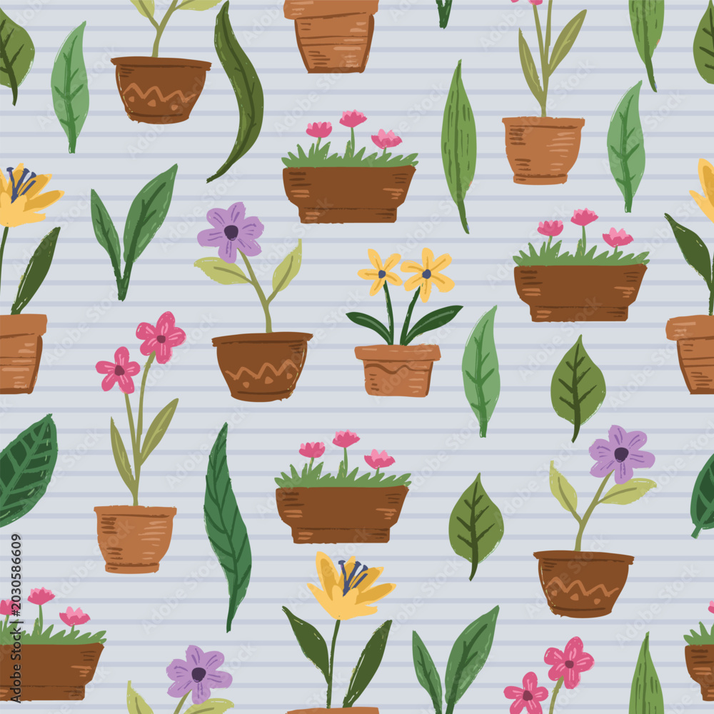 Fototapeta premium seamless pattern vector design with plant and floral elements